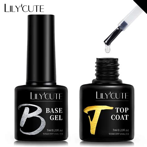 LILYCUTE 7ML Base Nowipe Top Coat UV Gel Colorful Gel Nail Polish Semi