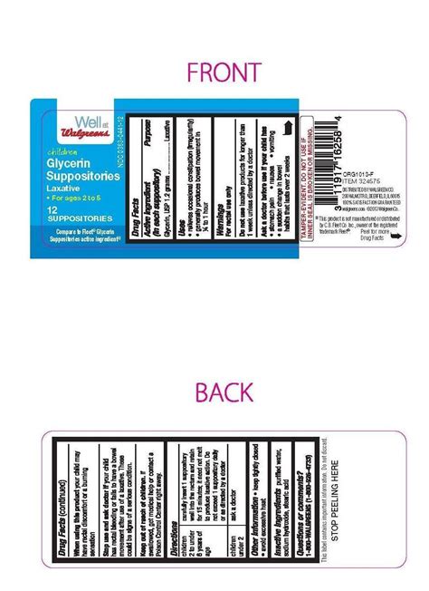 Dailymed Walgreens Children Glycerin Laxative Glycerin Suppository