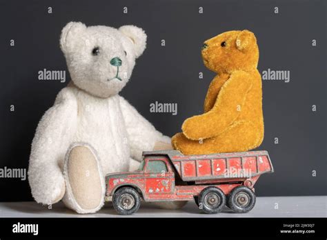 Teddy bear and old red truck Stock Photo - Alamy