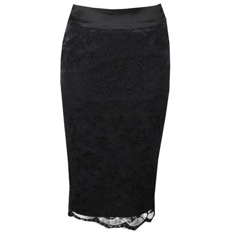 Black Lace Pencil Skirt For Women