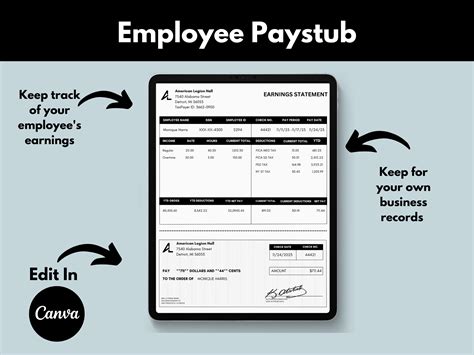 Employee Pay Stub Pay Stub Template Editable Pay Stub Etsy In 2023 Payroll Checks Statement