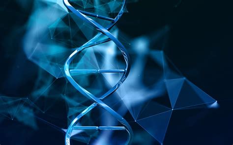 Download Wallpapers 3d Blue Dna Molecule Blue Dna Background Dna