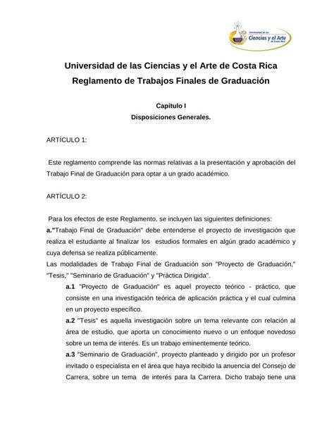 PDF Universidad De Las Ciencias Y El Arte De Costa Rica Trabajo