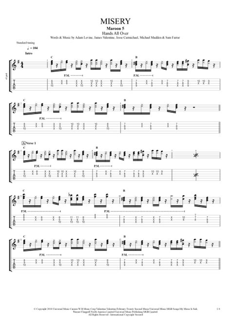 Misery By Maroon 5 Full Score Guitar Pro Tab