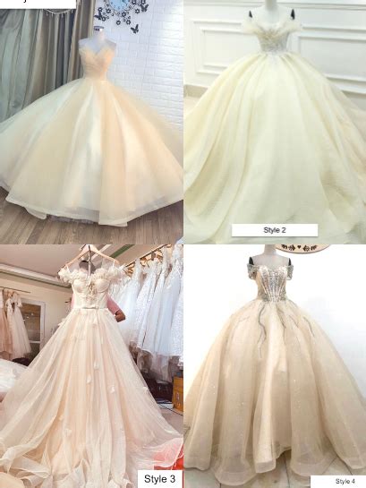 Champagne Or Nude Beige Cream Princess Off The Shoulder Sleeveless Ball Gown Wedding Dress With