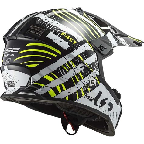 Casco Cross Enduro Moto Ls Mx Fast Evo Verve Nero Bianco Vendita