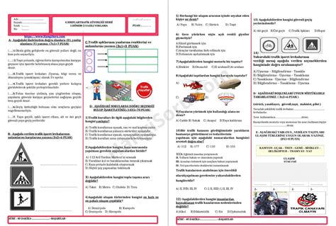 Trafik Güvenliği 4 Sınıf 1 Dönem 2 Yazılı Yoklama 2021 2022 HangiSoru