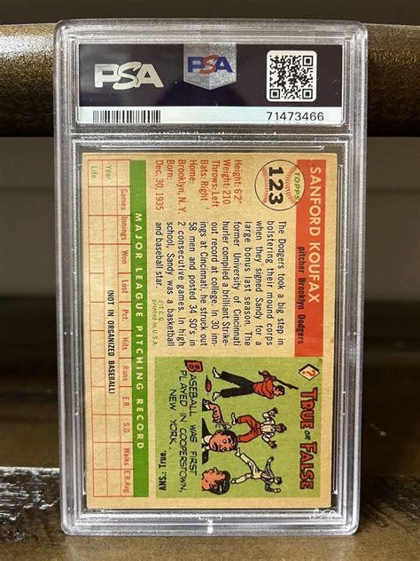 Topps Sandy Koufax Rookie Rc Psa Vg Ex Hof Dodgers Ebay