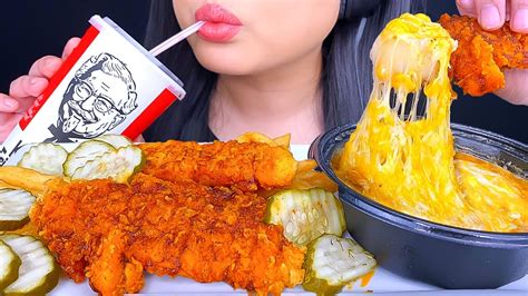 Kfc Nashville Hot Fried Chicken Cheesy Famous Bowl Mukbang Eating