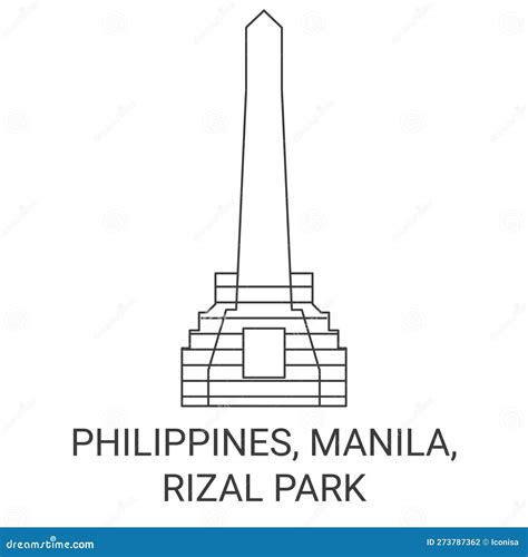 Philippines Manila Rizal Park Travel Landmark Vector Illustration