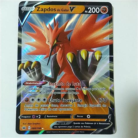 Carta Pokemon Zapdos De Galar V 080 198 Reinado Arrepiante Shopee Brasil