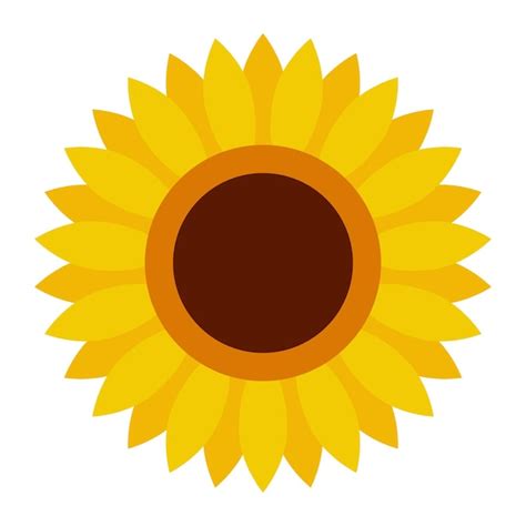 Lindo Icono De Flor De Girasol En Un Estilo Plano Sobre Un Fondo Blanco