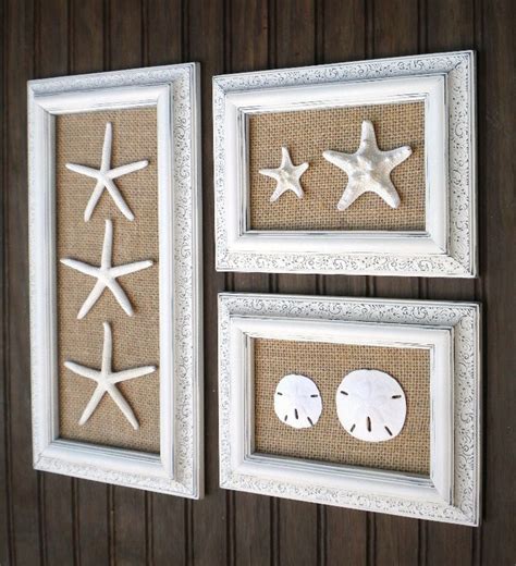 Trio Of Coastal Wall Decor Cottage Chic Framed Starfish Wall Etsy