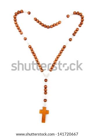 Wooden Rosary Beads Cross Isolated On Stock Photo 132156608 - Shutterstock