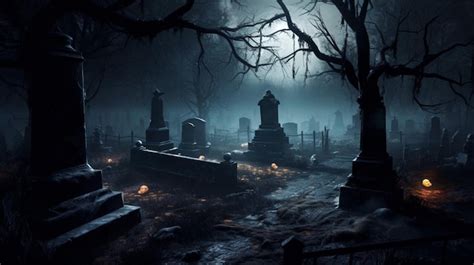 Premium AI Image | Spooky graveyard scene