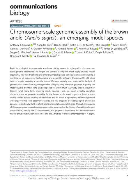 Pdf Chromosome Scale Genome Assembly Of The Brown Anole Anolis