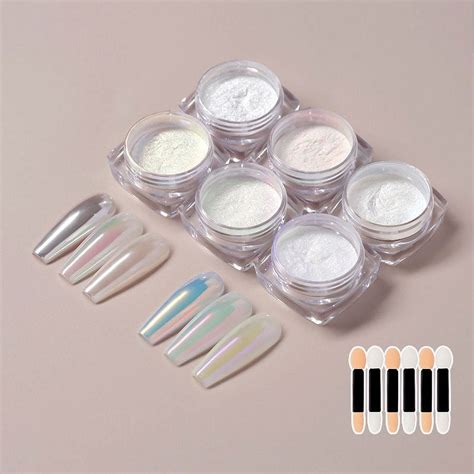 Colors Moonlight White Pearl Aurora Nail Powder Metallic Chrome Nail