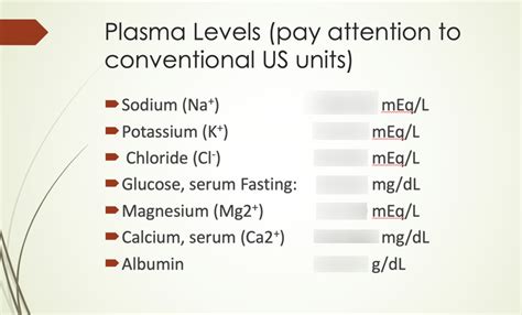 Plasma Lab Values Diagram Quizlet