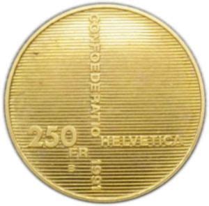 Moneda 250 Francs 700th Anniv Swiss Confederation 12911991 Suiza