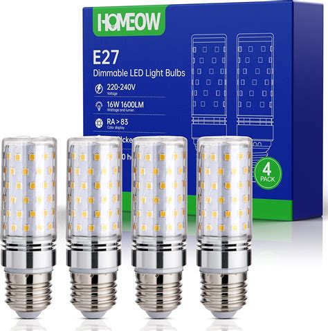 HOMEOW Dimmerabile Lampadine LED E27 Luce Naturale 4000K 1600LM 16W