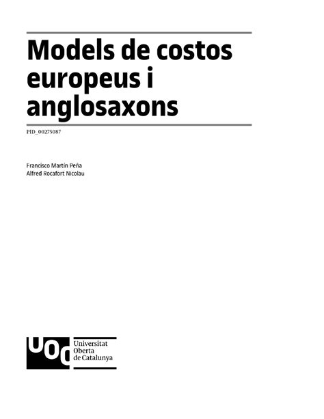 M Dul Did Ctic Models De Costos Europeus I Anglosaxons