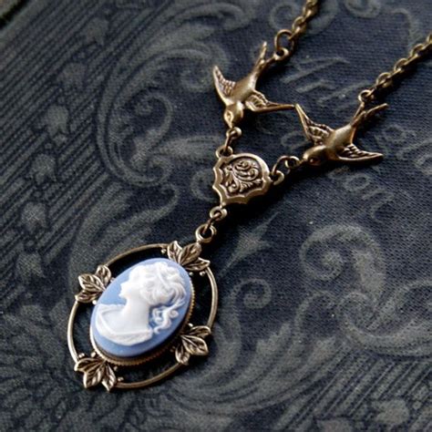 Victorian Lady Cameo Necklace Choose A Color And Metal Etsy Cameo