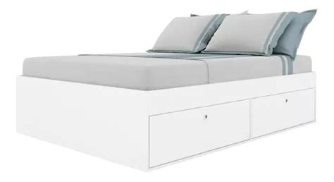 Base Cama Matrimonial Con Cajones Blanca Kingshouse