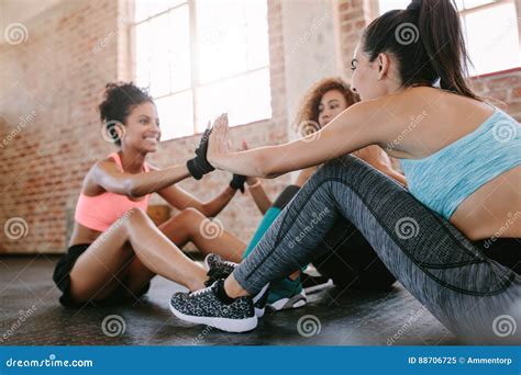 Group Of Female Exercising In Gym Stock Image Image Of Exercising