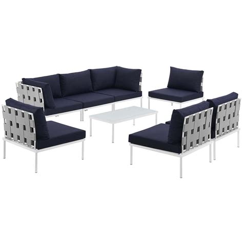 Harmony 8 Piece Outdoor Patio Aluminum Sectional Sofa Set Modern In