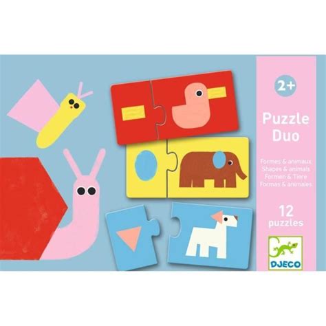 Puzzle duo Animaux et formes DJECO 24 pièces A partir de 2 ans