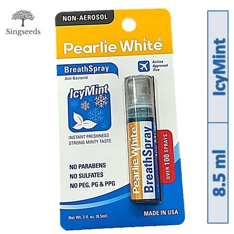 Pearlie White Icy Mint Antibacterial Breathspray Mouth Oral Breath