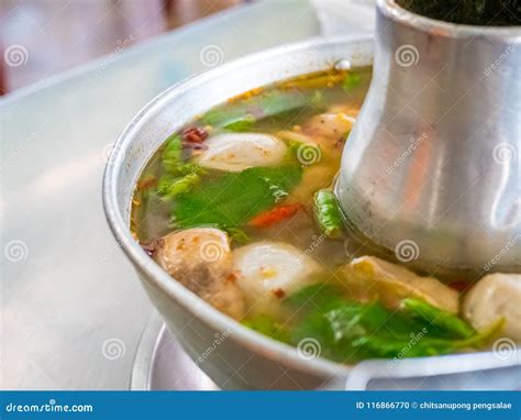 Tom Yum Soup Seafood Thai Food Cuisine Hot Pot Traditional Style Stock Photo Image Of Prawns
