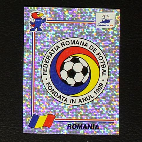 France 98 Nr 428 Panini Sticker Romania Wappen Sticker Worldwide