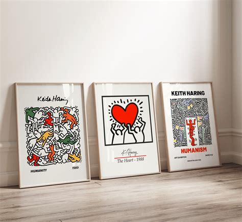 Keith Haring Prints Set Of Colourful Wall Art Heart Humanity