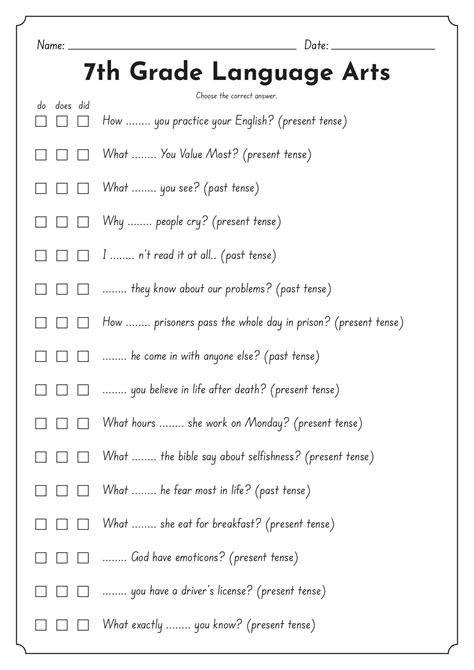 Th Grade Language Arts Worksheets Reading Comprehension