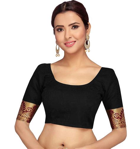 Buy Traditional Readymade Cotton Saree Blouse With Kanjivaram Border