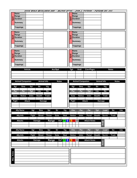 Savage Worlds Interactive Character Sheet Download Fillable PDF ...