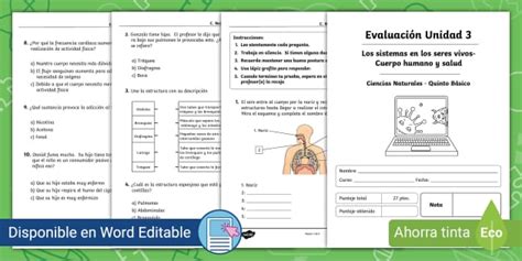 Evaluaci N B Sico Ciencias Naturales Unidad