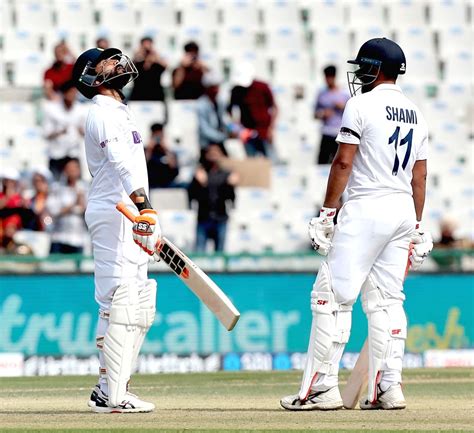 Mohaliindias Ravindra Jadeja Celebrate After Scoring 150 Runs