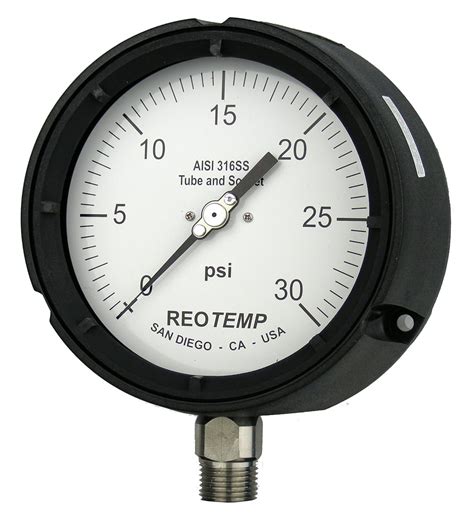 Reotemp Pt45p1a2p16 Process Pressure Gauge Dry Filled Stainless Steel 316 Wetted Parts 4 12