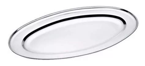 Bandeja Travessa De Inox Oval Rasa Grande Para Servir 50cm