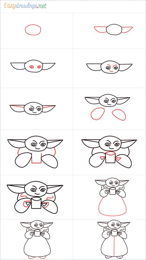 Baby Yoda Easy Drawing Step By Step