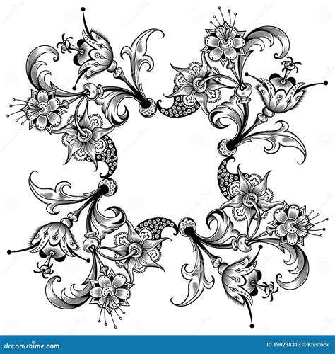 Floral Vector Vintage Border Frame Design Stock Vector Illustration