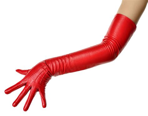 Long Lipstick Red Leather Opera Gloves Vintage Pattern Button Etsy