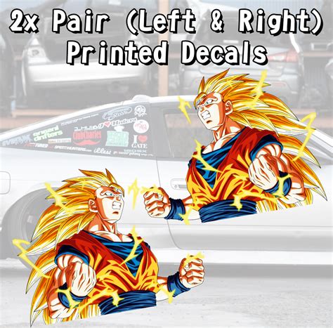 2x Pair Side Goku V2 Yellow Saiyan Dragon Z Super Dbz Kai Anime Manga