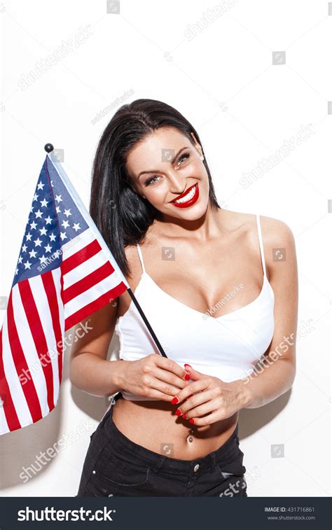 Стоковая фотография Sexy Woman Big Tits Usa Flag Shutterstock