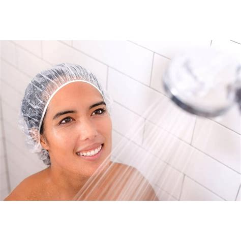 Nobles Disposable Plastic Shower Caps Great For Spa Home And Kitchen Use