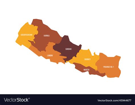 Nepal Political Map Of Administrative Divisions Vector Image