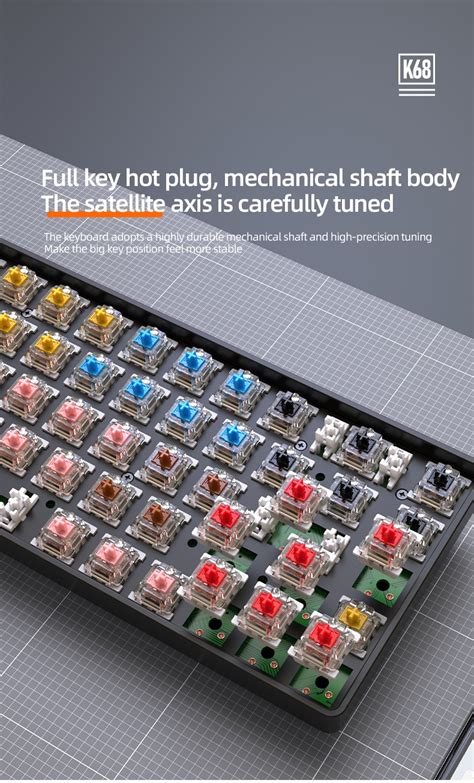 Ziyoulang K68 Wireless Bluetooth Mechanical Keyboard Hot Swappable 60 Keyboard For Office