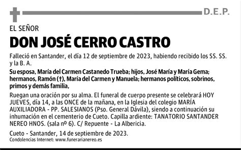 DON JOSÉ CERRO CASTRO Esquela El Diario Montañés